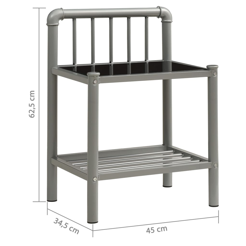 Bedside Cabinets 2 Pcs Metal And Glass