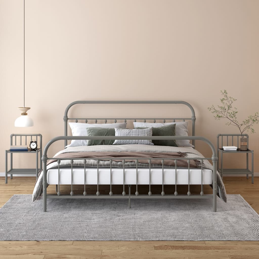 Bedside Cabinets 2 Pcs Metal And Glass