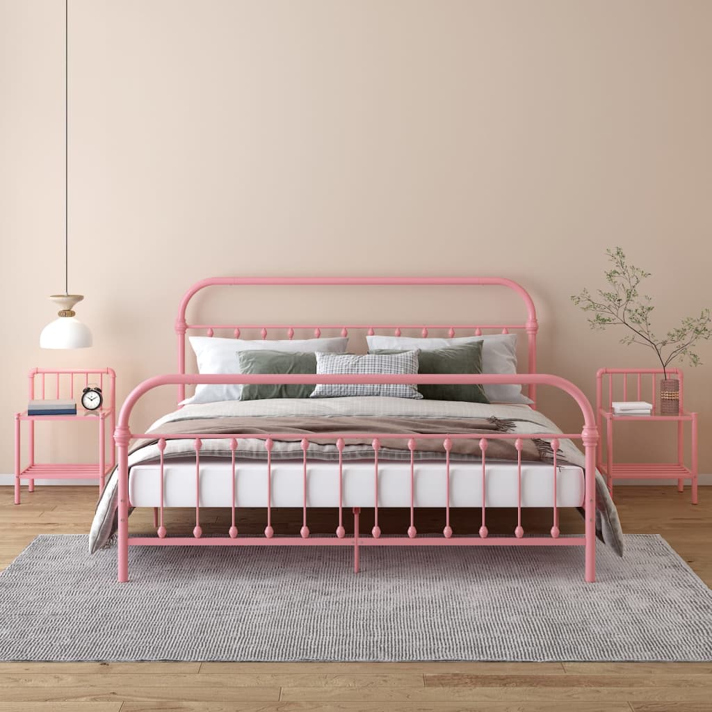Bedside Cabinets 2 Pcs Metal And Glass