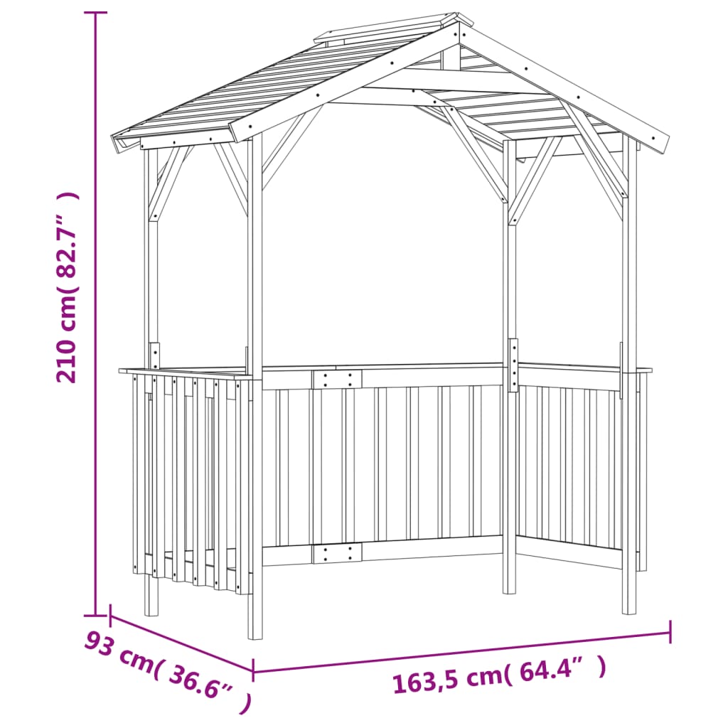 Bbq Shed 163.5X93X210 Cm Impregnated Pinewood