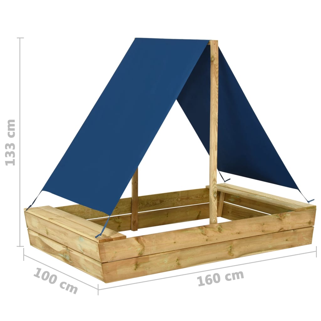 Sandpit With Roof Impregnated Pinewood