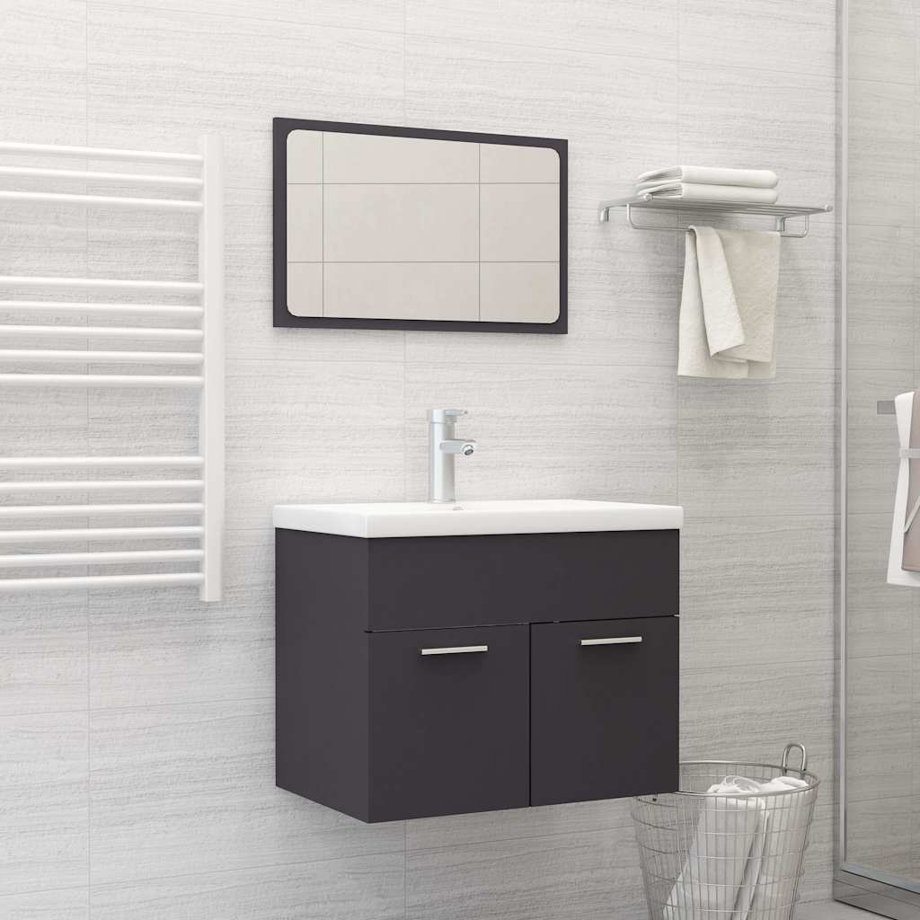 2 Piece Bathroom Furniture Set Engineered Wood