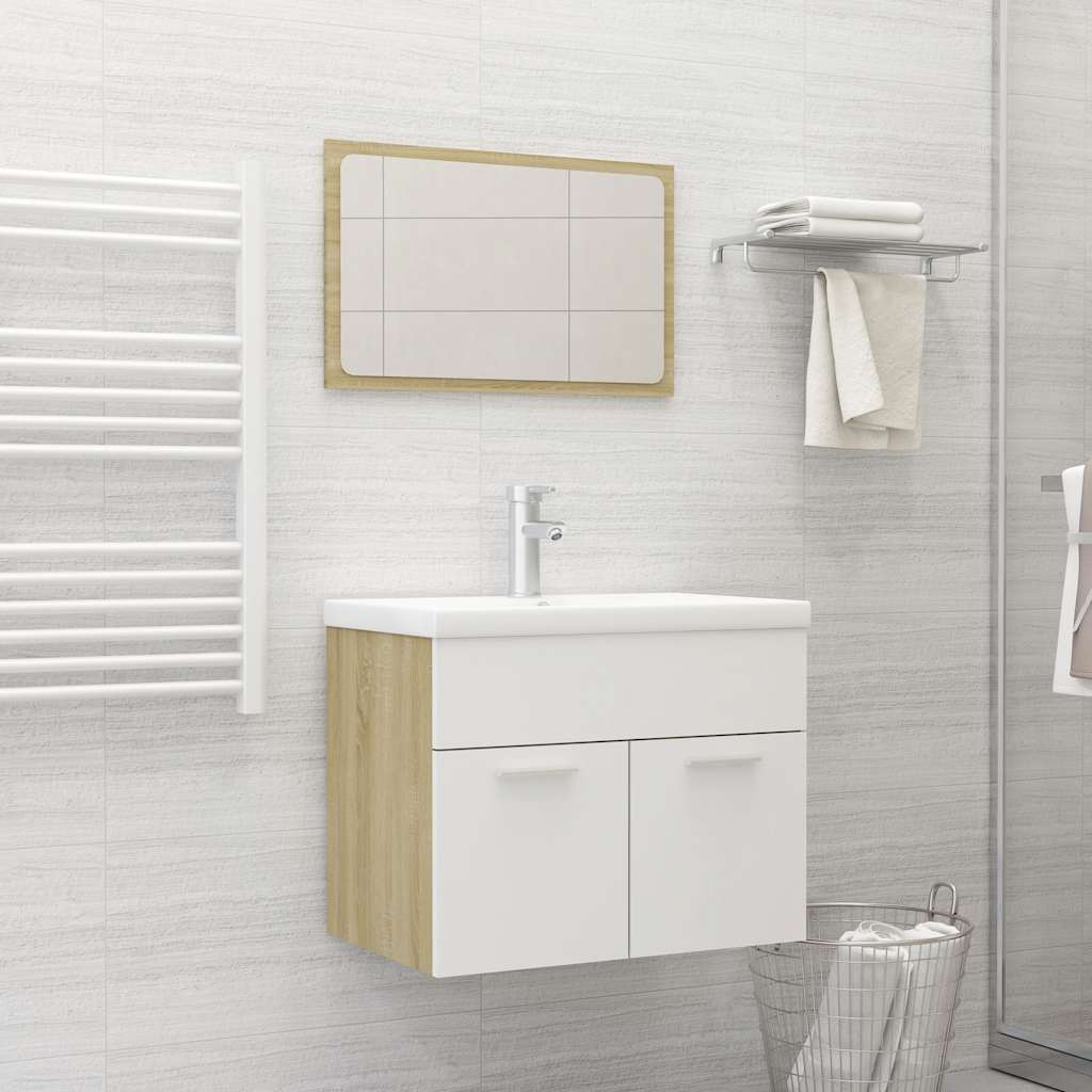 2 Piece Bathroom Furniture Set Engineered Wood