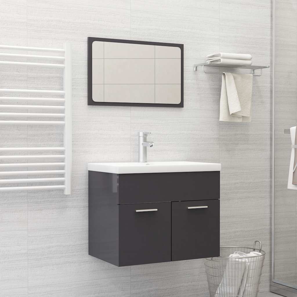 2 Piece Bathroom Furniture Set Engineered Wood