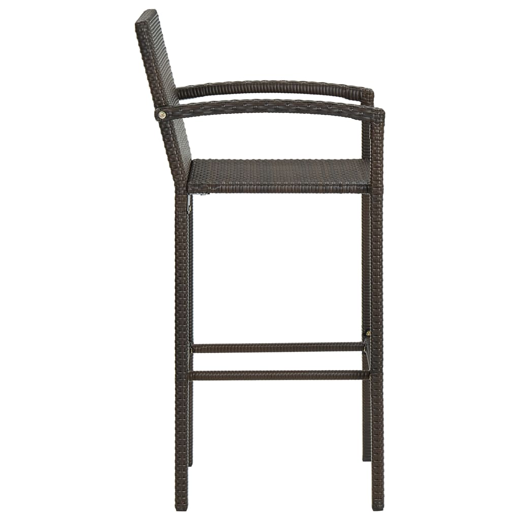 5 Piece Outdoor Bar Set With Armrest Poly Rattan Brown