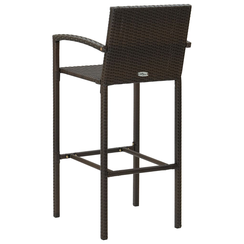 5 Piece Outdoor Bar Set With Armrest Poly Rattan Brown