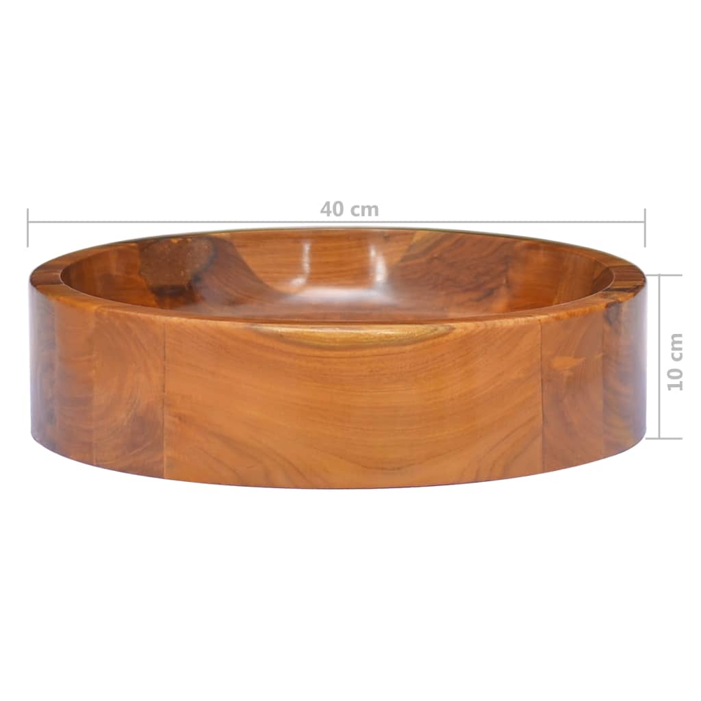 Basin Solid Teak Wood Φ40X10 Cm
