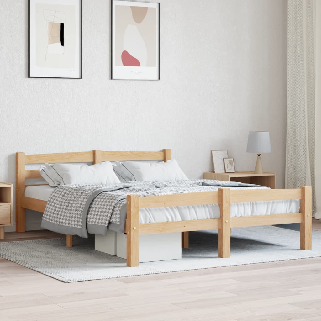 Bed Frame Without Mattress Solid Pinewood
