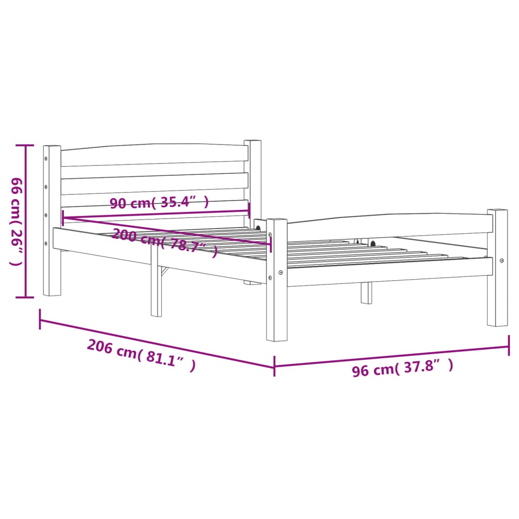 Bed Frame Without Mattress Solid Pinewood
