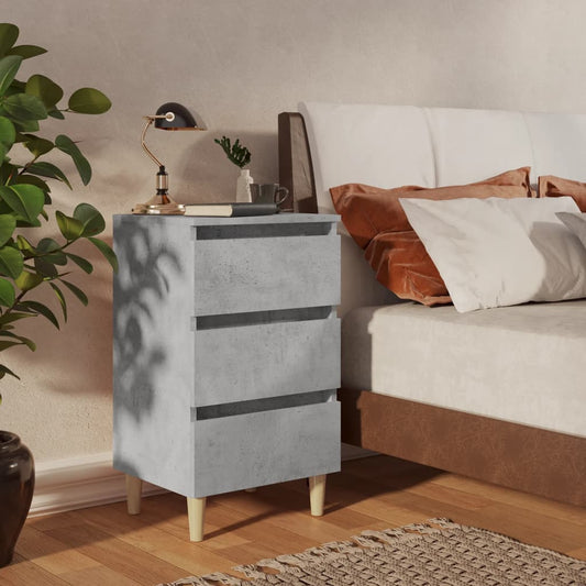Bed Cabinet With Solid Wood Legs 40X35X69 Cm