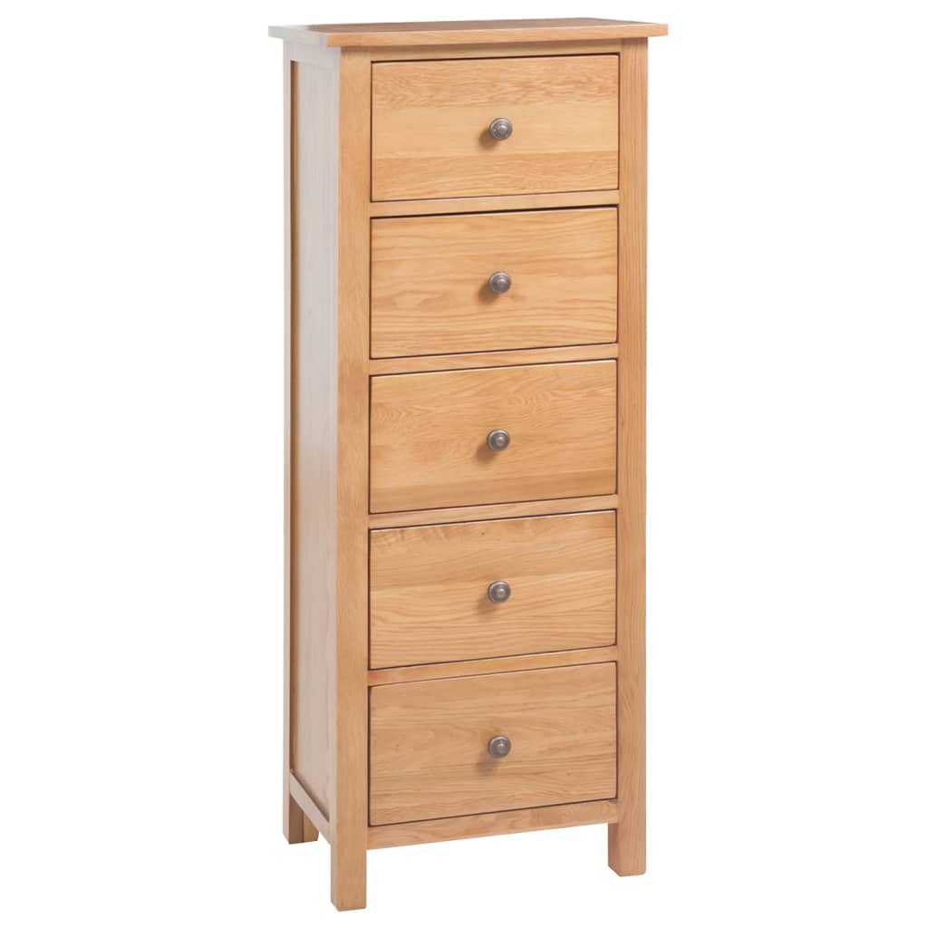 Tall Chest Of Drawers 45X32X110 Cm Solid Oak Wood