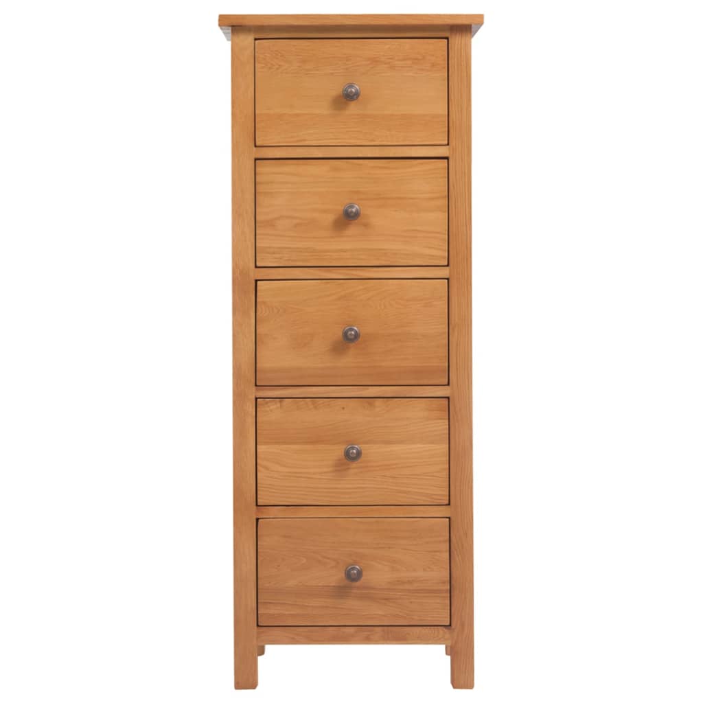 Tall Chest Of Drawers 45X32X110 Cm Solid Oak Wood