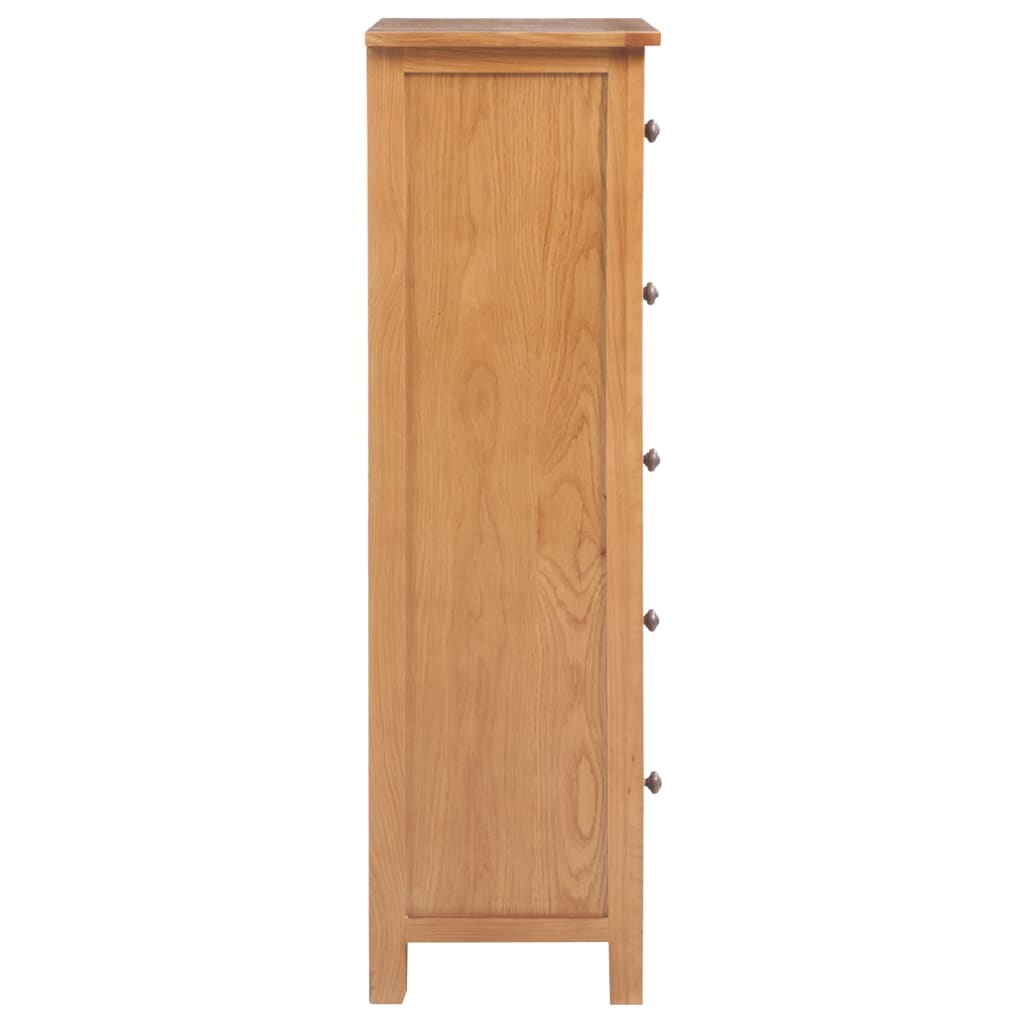 Tall Chest Of Drawers 45X32X110 Cm Solid Oak Wood