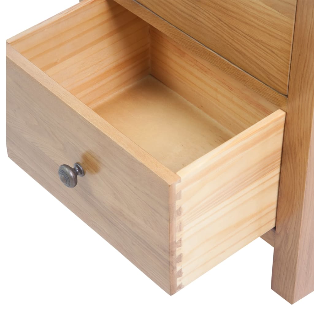 Tall Chest Of Drawers 45X32X110 Cm Solid Oak Wood