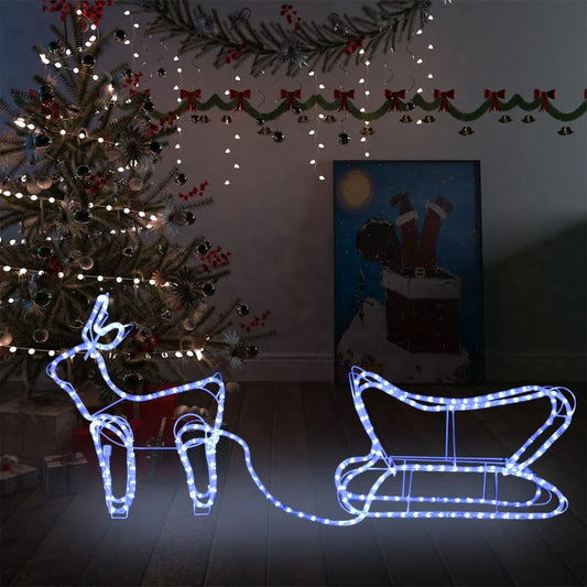 Reindeer And Sleigh Christmas Decoration Outdoor 252 Leds