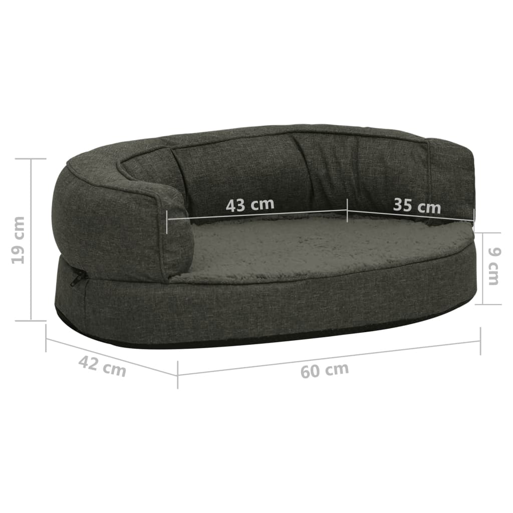 Ergonomic Dog Bed Mattress Linen Look Fleece