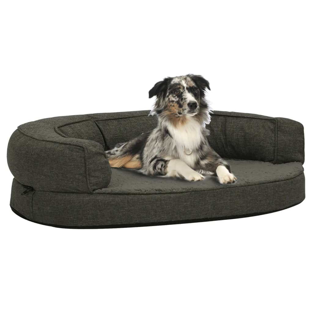 Ergonomic Dog Bed Mattress Linen Look Fleece