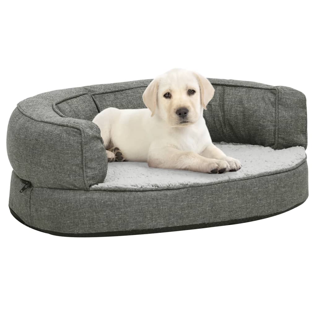 Ergonomic Dog Bed Mattress Linen Look Fleece