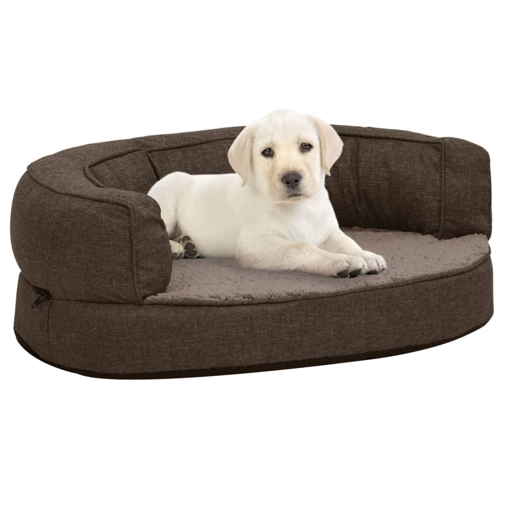 Ergonomic Dog Bed Mattress Linen Look Fleece