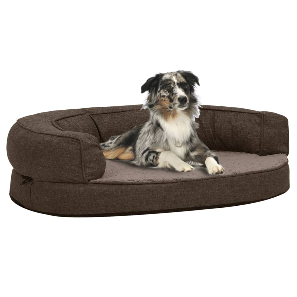 Ergonomic Dog Bed Mattress Linen Look Fleece