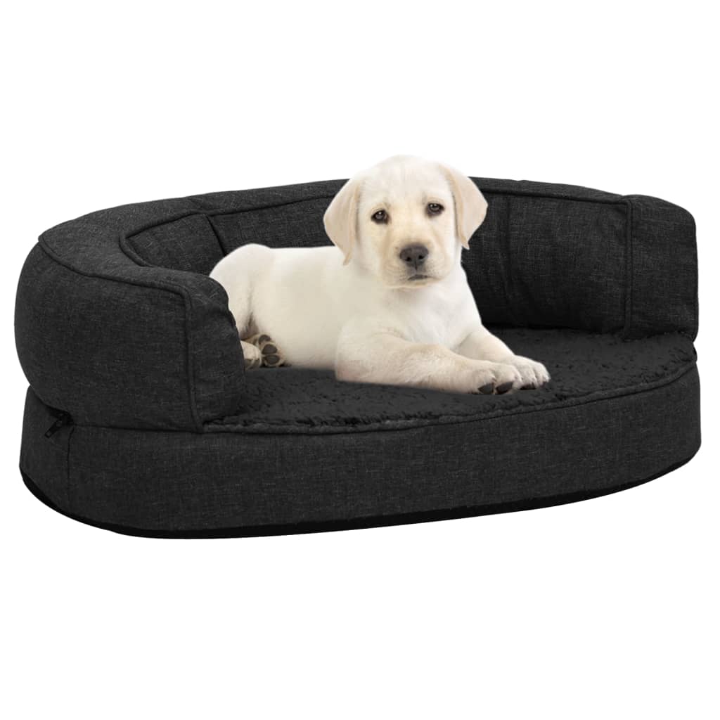 Ergonomic Dog Bed Mattress Linen Look Fleece