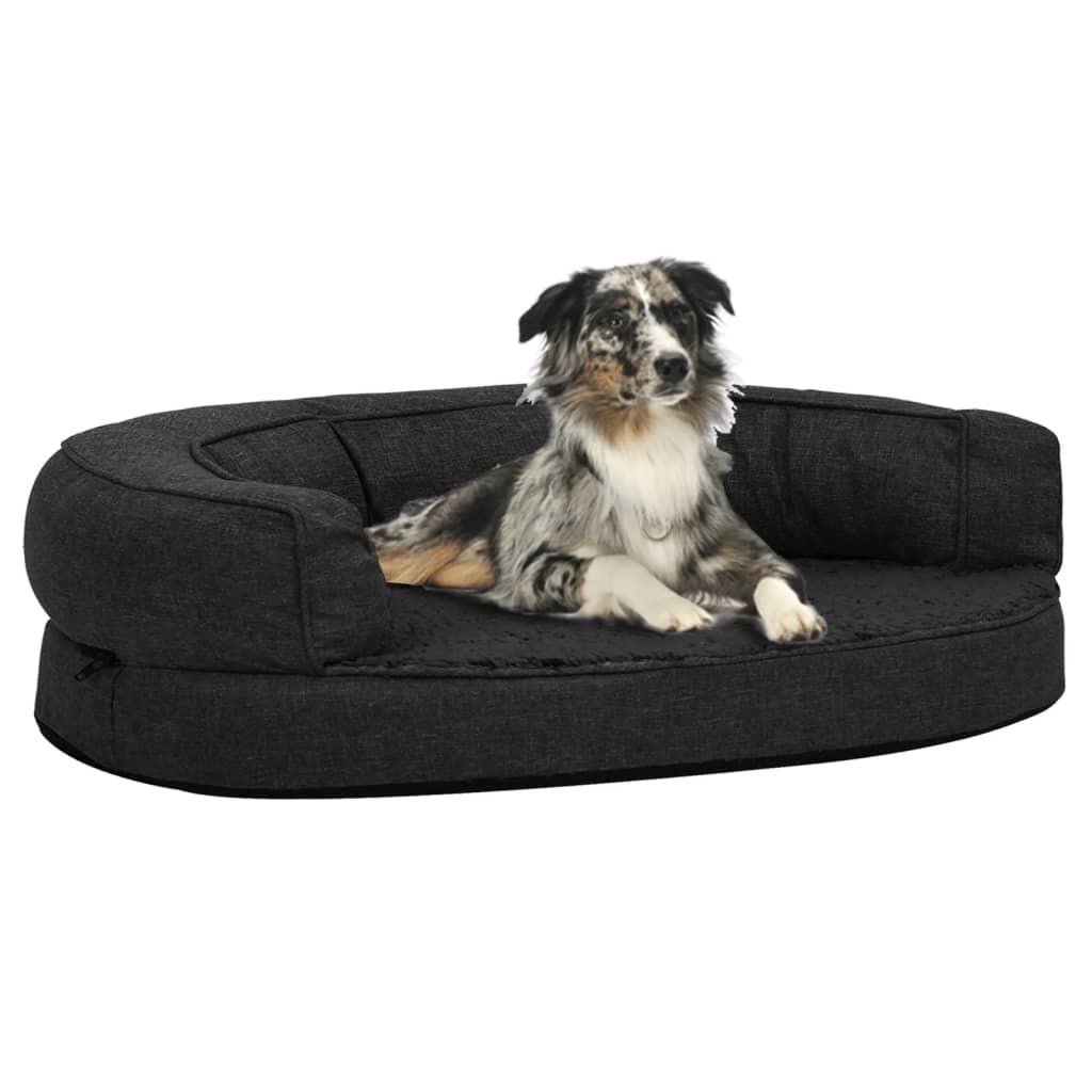 Ergonomic Dog Bed Mattress Linen Look Fleece