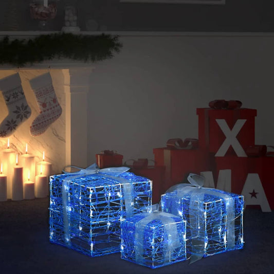 Decorative Acrylic Christmas Gift Boxes 3 Pcs Cold White