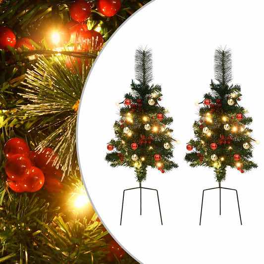 Artificial Pathway Pre-Lit Christmas Tree 2 Pcs Pvc