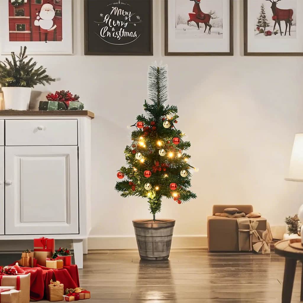 Artificial Pathway Pre-Lit Christmas Tree 2 Pcs Pvc