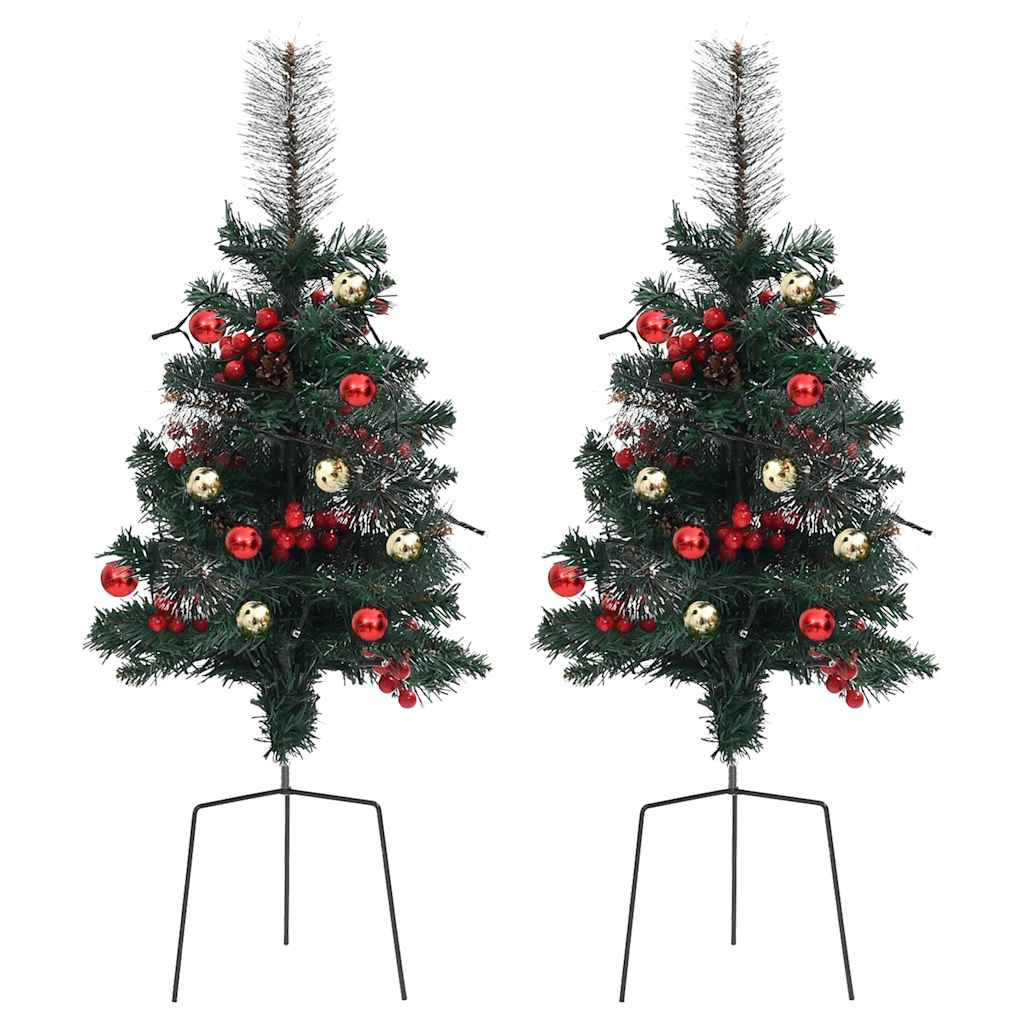 Artificial Pathway Pre-Lit Christmas Tree 2 Pcs Pvc