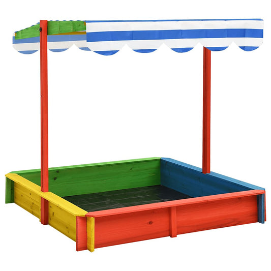 Sandbox With Adjustable Roof Fir Wood Multicolour Uv50