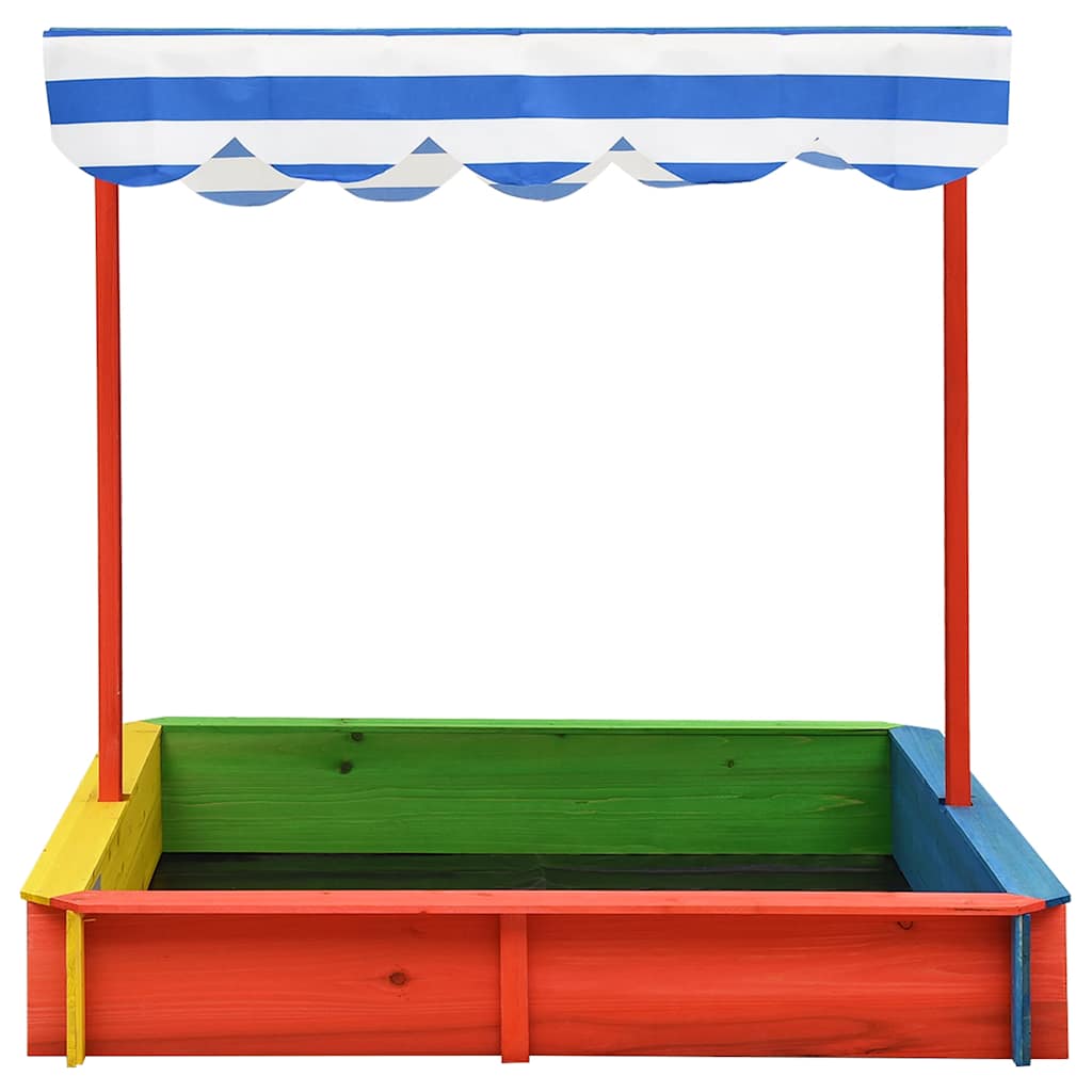 Sandbox With Adjustable Roof Fir Wood Multicolour Uv50
