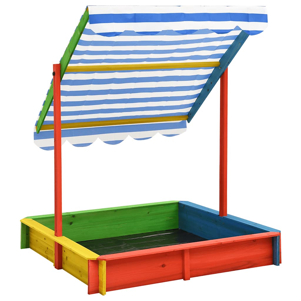 Sandbox With Adjustable Roof Fir Wood Multicolour Uv50
