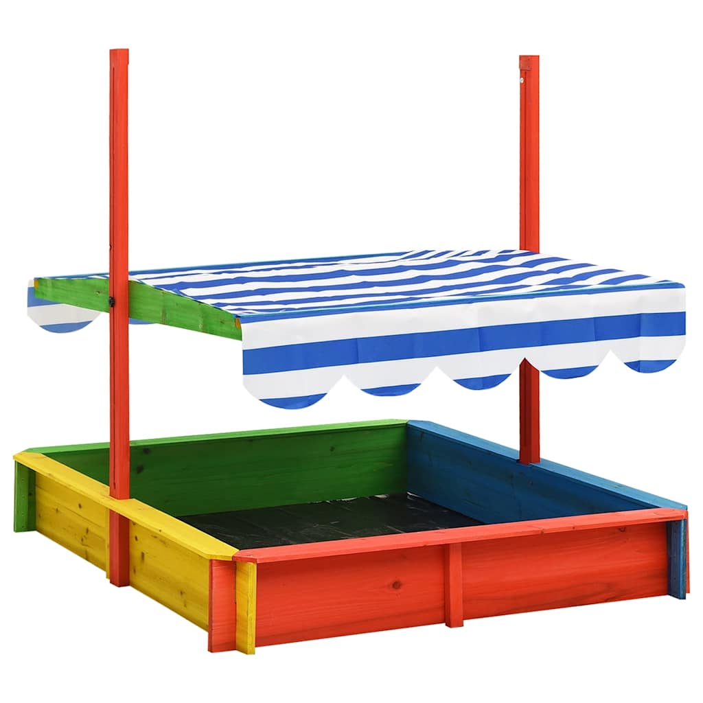 Sandbox With Adjustable Roof Fir Wood Multicolour Uv50