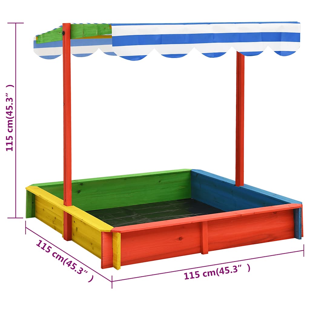 Sandbox With Adjustable Roof Fir Wood Multicolour Uv50