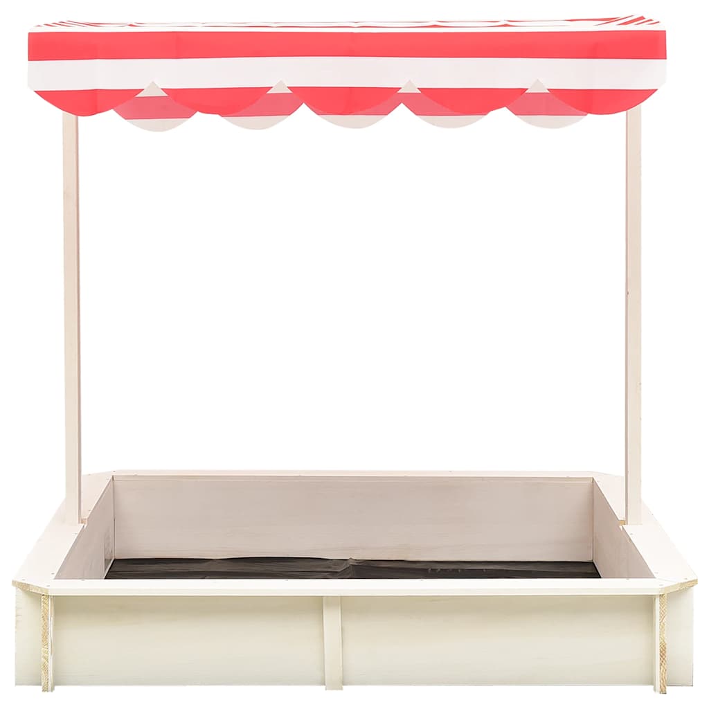 Sandbox With Adjustable Roof Fir Wood White And Red Uv50