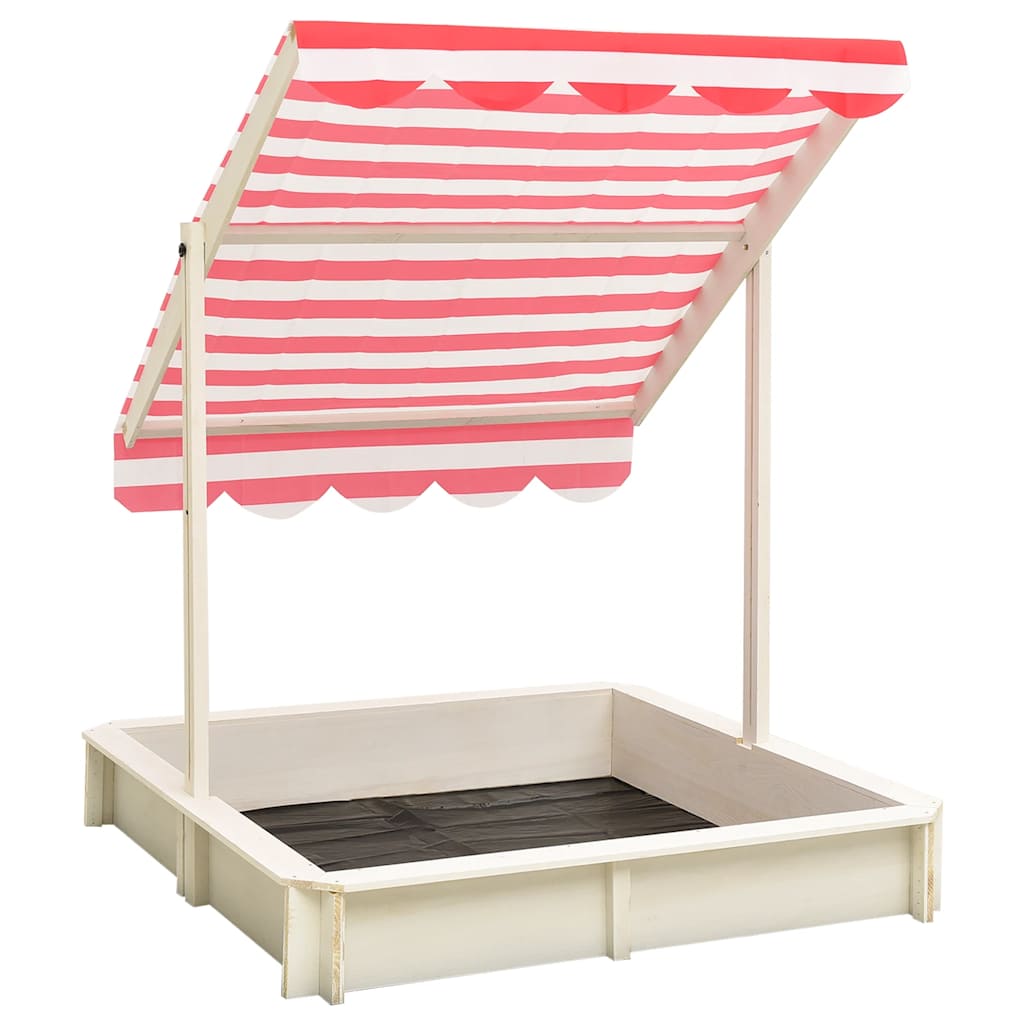 Sandbox With Adjustable Roof Fir Wood White And Red Uv50