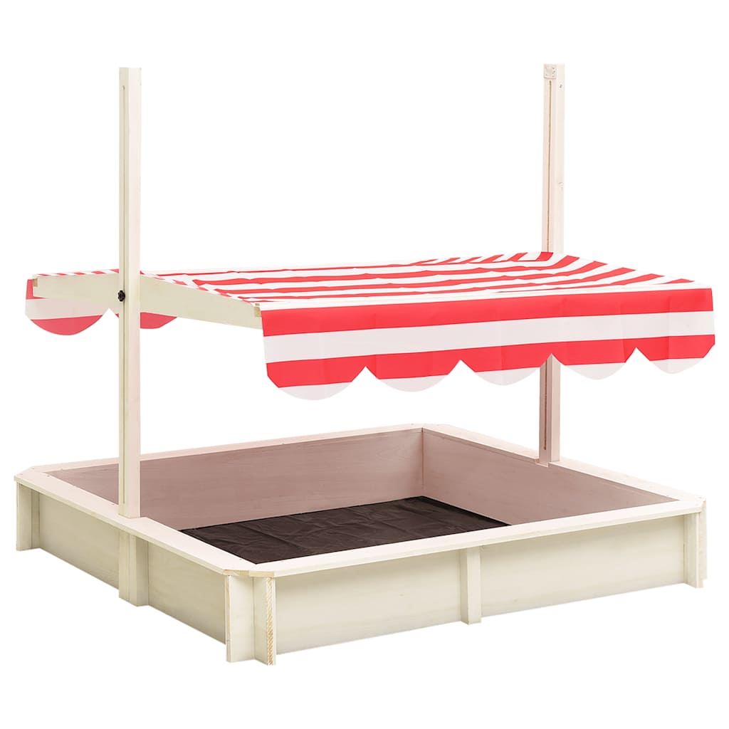 Sandbox With Adjustable Roof Fir Wood White And Red Uv50