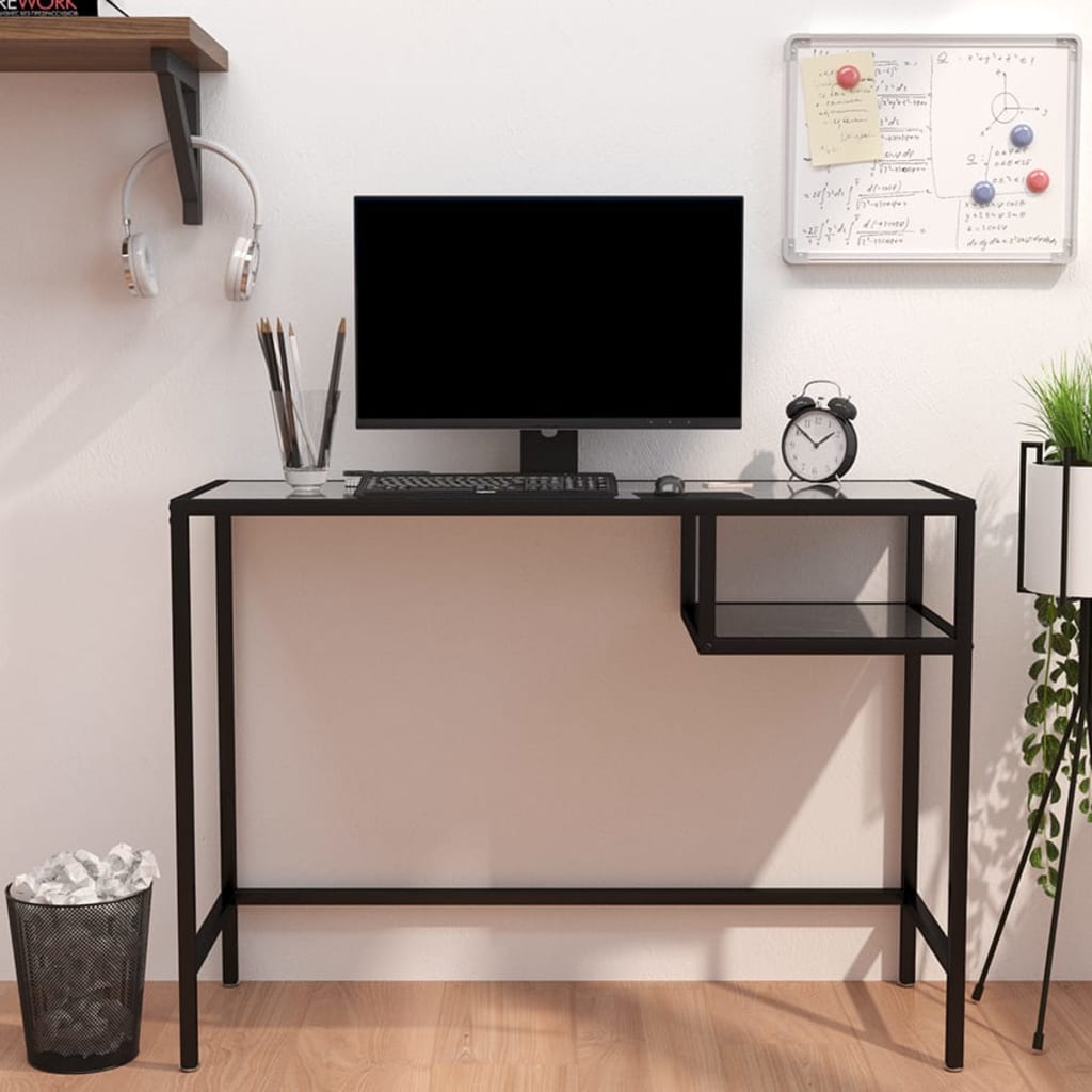 Computer Desk Transparent 100X36X74 Cm Tempered Glass