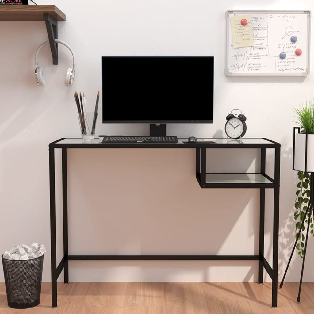 Computer Desk Transparent 100X36X74 Cm Tempered Glass
