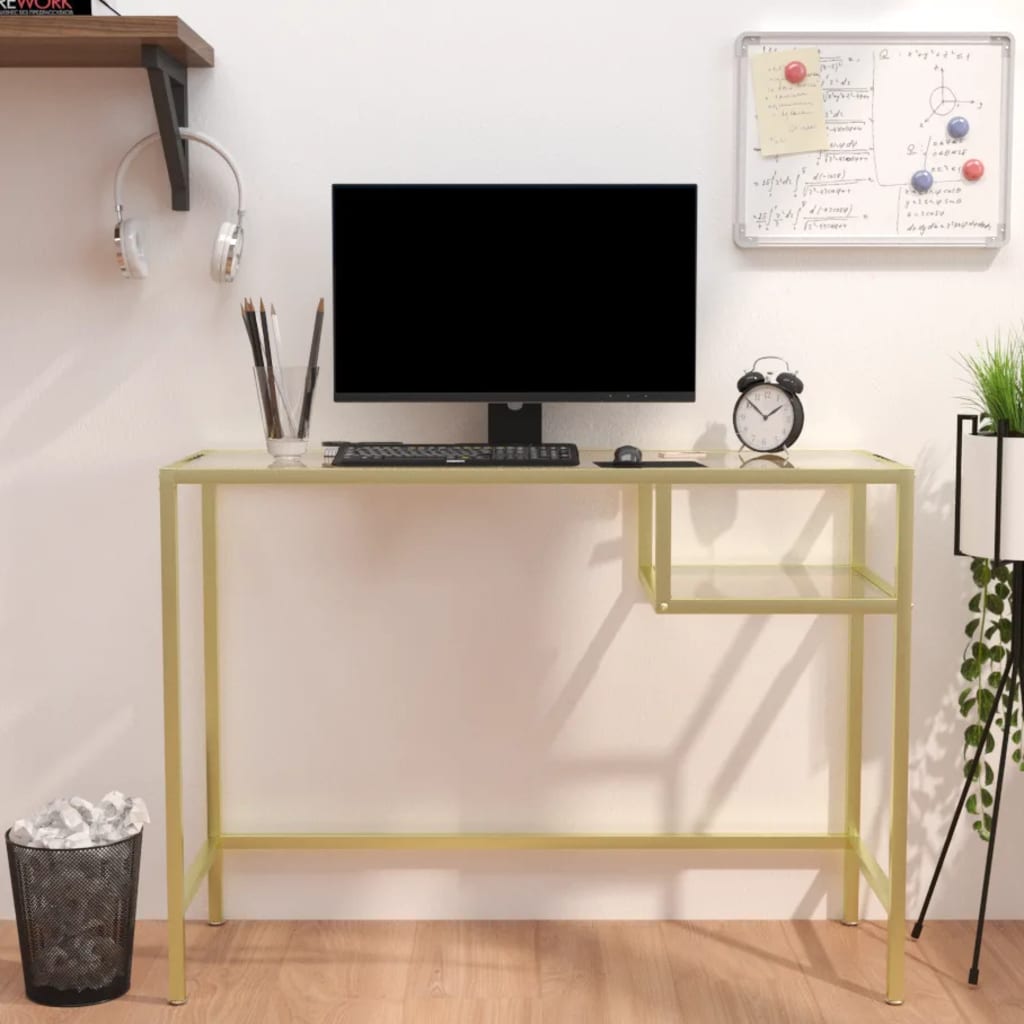 Computer Desk Transparent 100X36X74 Cm Tempered Glass