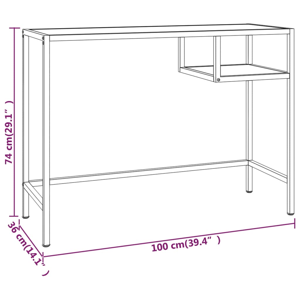 Computer Desk Transparent 100X36X74 Cm Tempered Glass