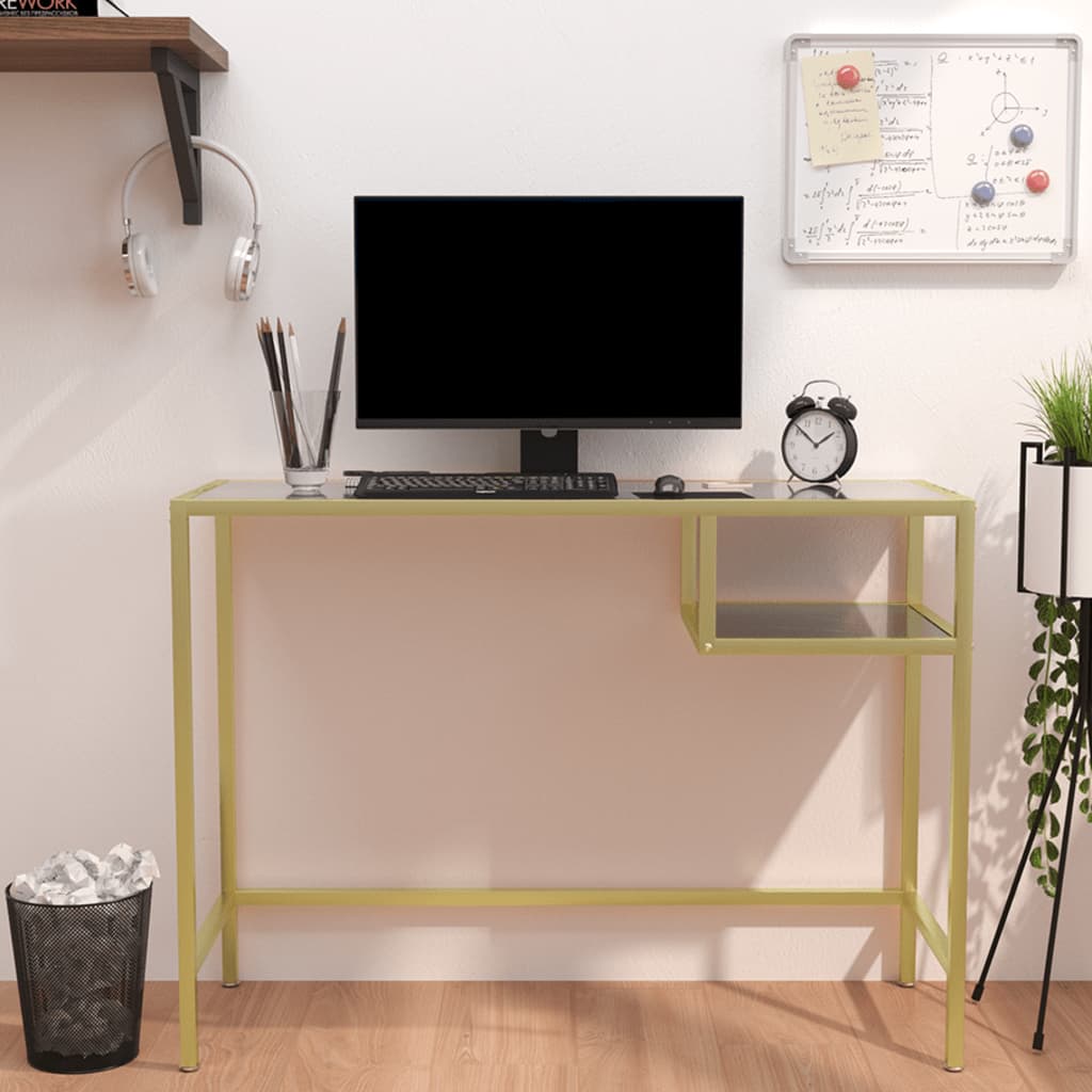 Computer Desk Transparent 100X36X74 Cm Tempered Glass