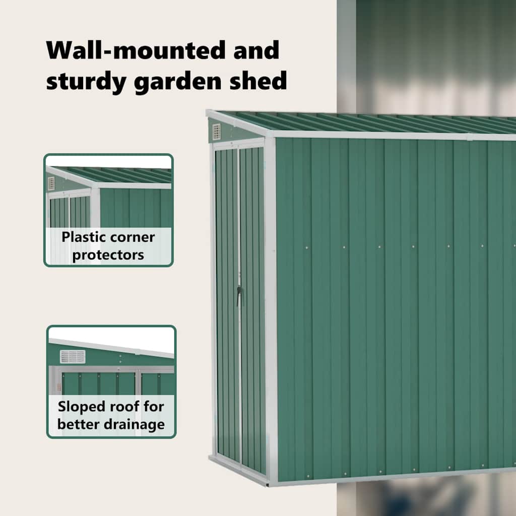 Wall-Mounted Garden Shed Galvanised Steel