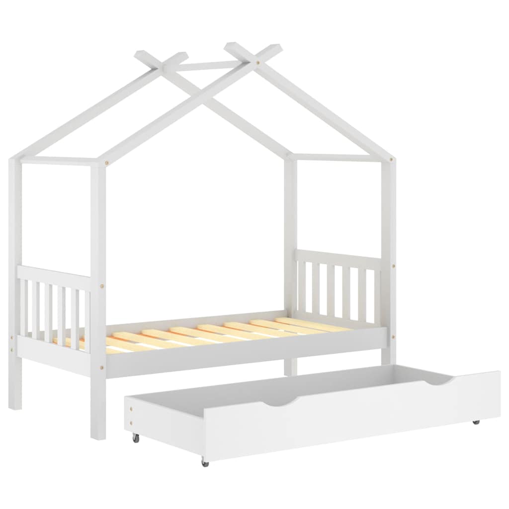Kids Bed Frame With A Drawer Solid Pine Wood