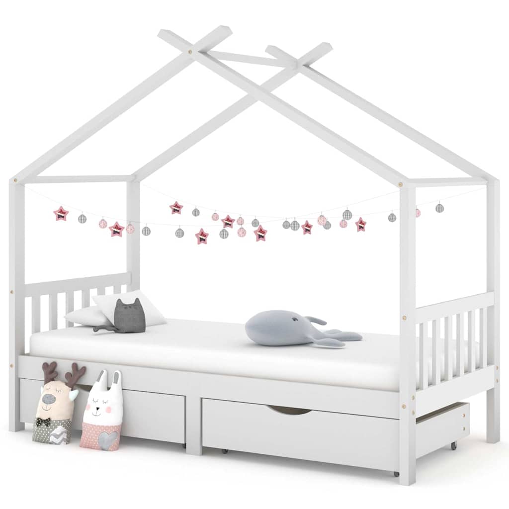 Kids Bed Frame With A Drawer Solid Pine Wood