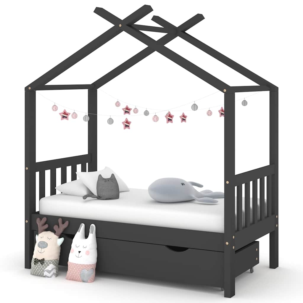 Kids Bed Frame With A Drawer Solid Pine Wood