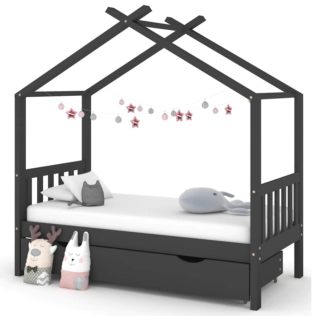 Kids Bed Frame With A Drawer Solid Pine Wood