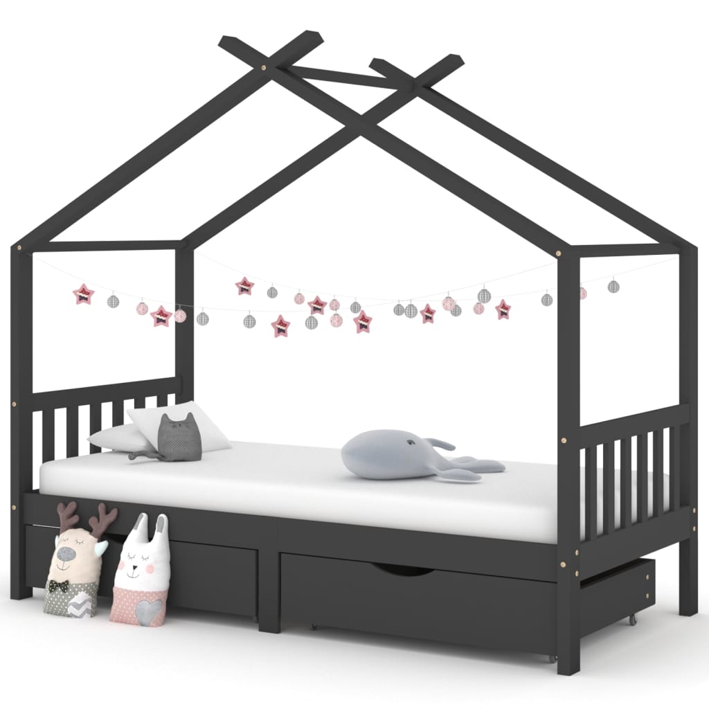 Kids Bed Frame With A Drawer Solid Pine Wood