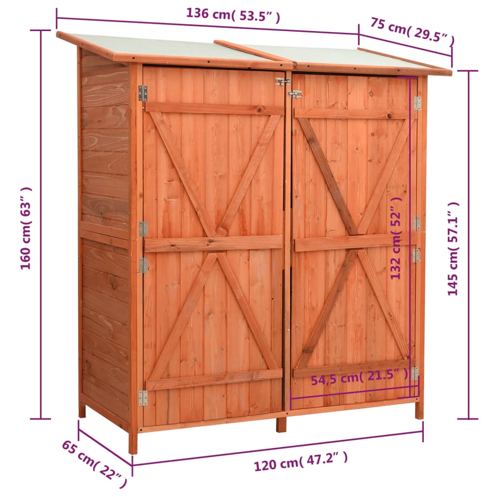 Garden Tool Shed 136X75X160 Cm Solid Firwood